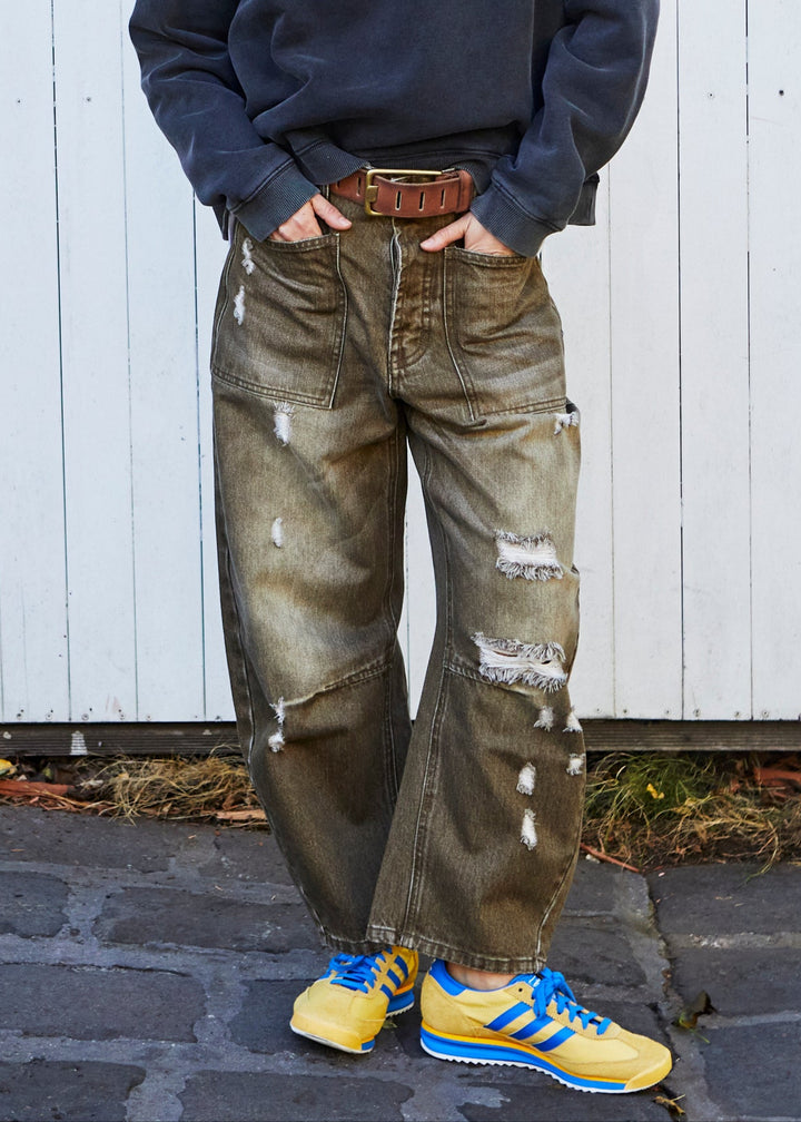 Hammill Co VINTAGE WASH DISTRESSED ARMY JEAN Cat Hammill