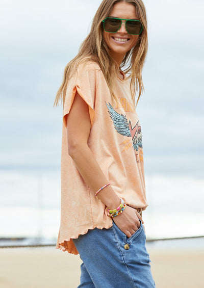 VINTAGE ROCK AND ROLL TEE - WASHED ORANGE