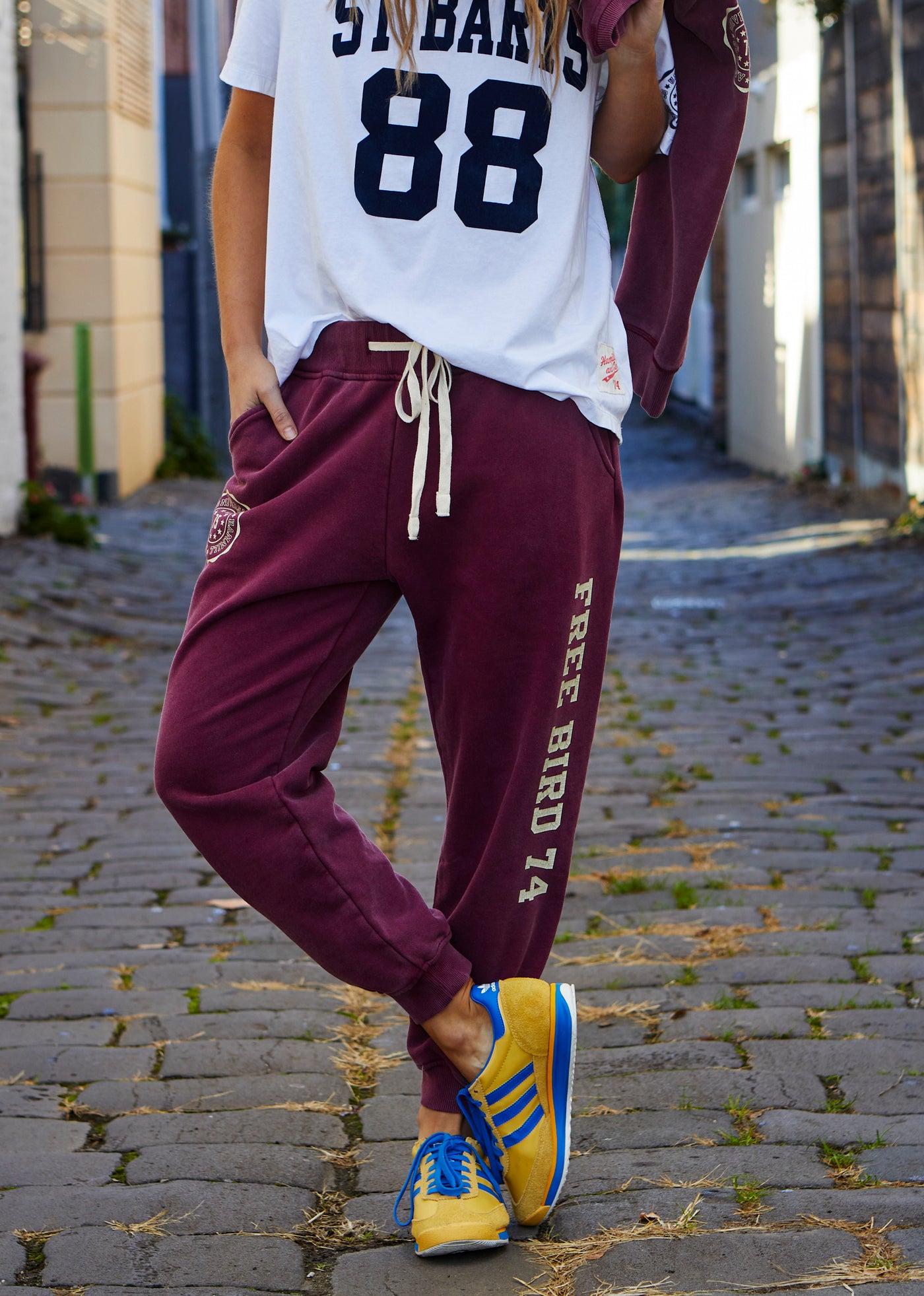 FREE BIRD 74 TRACK PANT - WASHED PLUM