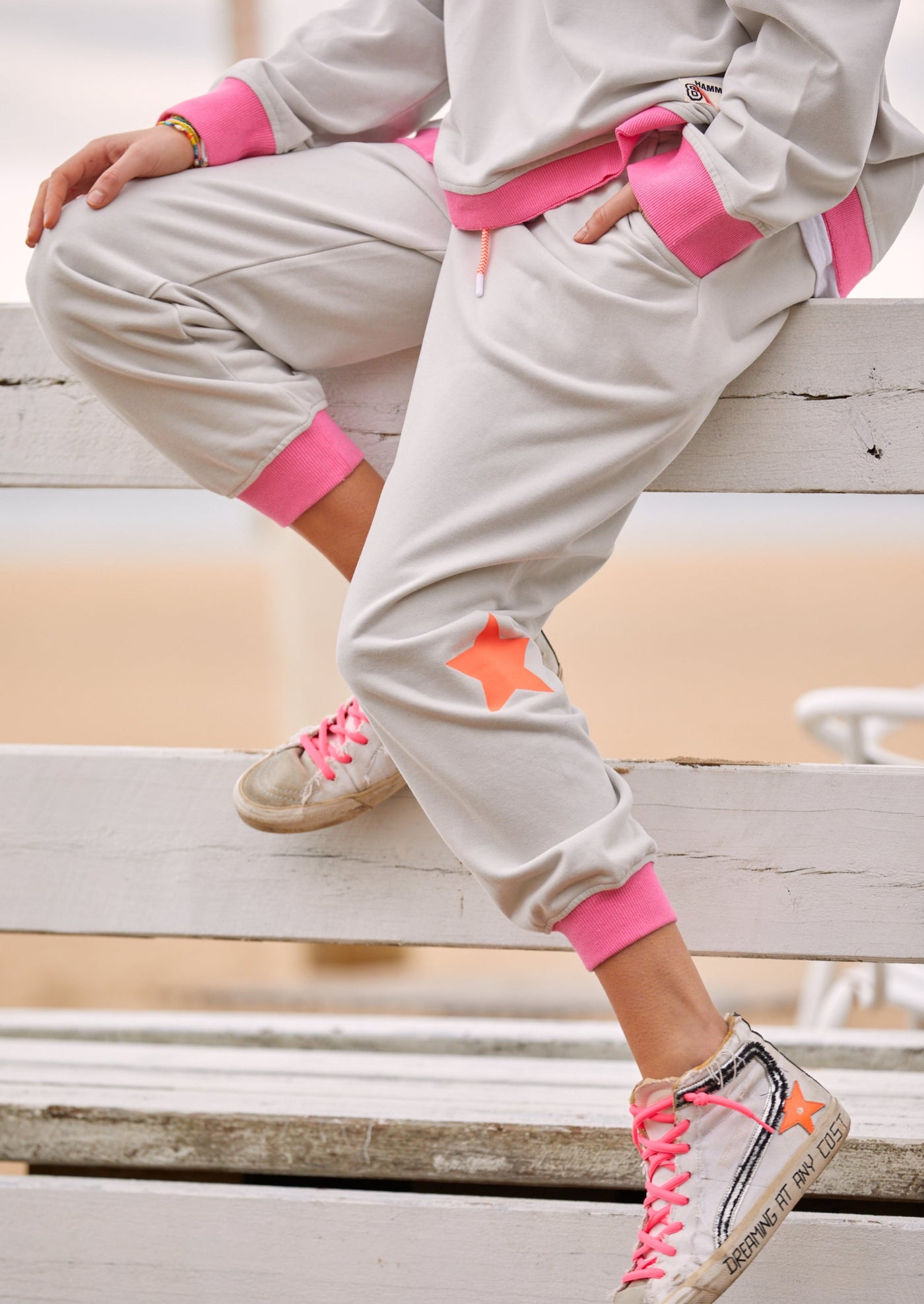 SOFT GREY/PINK 1986 TRACK PANT - SALE