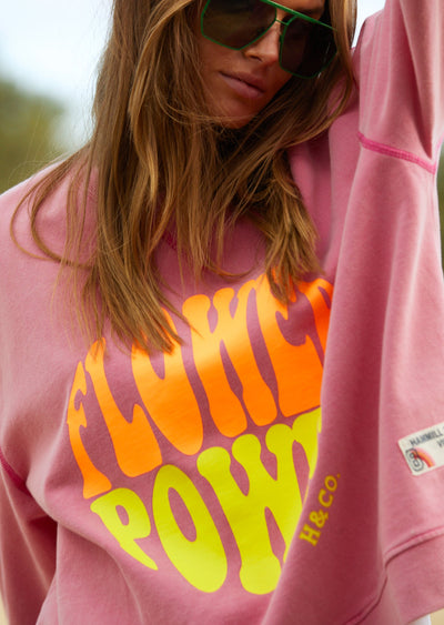 VINTAGE FLOWER POWER SWEAT - WASHED PINK